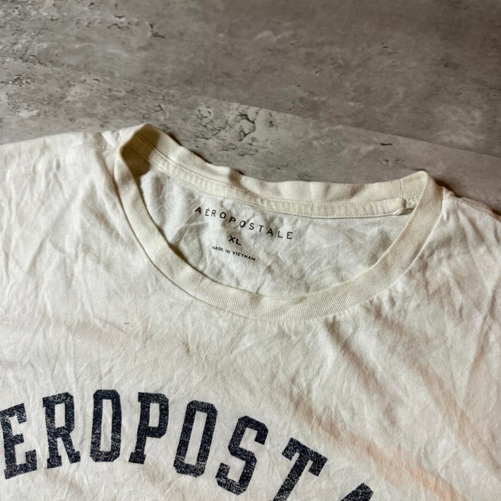 Grunge 2000s Relaxed Boxy White Aeropostale Skater Y2K Tee - Picture 3 of 3